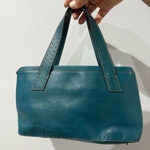 Fossil Sedona Saddle Leather Green Crossbody Handbag Purse‎ Vintage 13x7” O